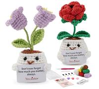 Beginner Flower Crochet Kit, Complete Amigurumi Starter Set,Giftable Crochet Set with Storage Case,Giftable Crochet Kit with Storage Case with Video Tutorials for Kids Gifts