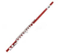 Beginner Flute 16 Closed Hole C Tone Nickel Plated Flute With Silver E Key Professional Performance(Red)