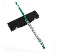 Beginner Flute Cross Flute 16 Holes Closed Hole Green Transverse Flute C Tone Cupronickel Woodwind Musical