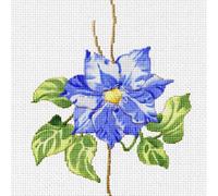 Beginner Friendly Blue Flower Cross Stitch Kit, 30×40cm Pre-Printed Fabric, DIY Embroidery Needlework for Relaxation & Home Decoration