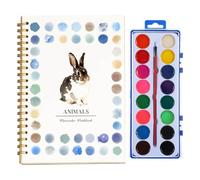 Beginner-Friendly Watercolor Workbooks, Beginner Friendly Painting Kit, Easy Nature Scenes Paint Set, Art Crafts for Creative Exploration, Gift for Adults Teens (Animals With Palette)