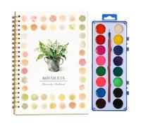 Beginner-Friendly Watercolor Workbooks, Beginner Friendly Painting Kit, Easy Nature Scenes Paint Set, Art Crafts for Creative Exploration, Gift for Adults Teens (Bouquets With Palette)