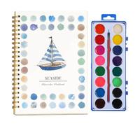 Beginner-Friendly Watercolor Workbooks, Beginner Friendly Painting Kit, Easy Nature Scenes Paint Set, Art Crafts for Creative Exploration, Gift for Adults Teens (Seaside With Palette)