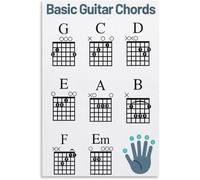 Beginner Guitar Chord Chart Poster, Basic Chords Sheet Learn to Play Guitarnew Years Resolution Poster Decorative Metal Tin Sign Wall Art Posters for Room Aesthetic 8x12 inch