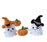 Beginner Halloween Crochet Kit, Ghost and Pumpkin Pattern, DIY Craft Project, Seasonal Holiday Decorations