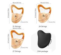 Beginner Lap Harp, 21/27/32 Strings Lyre Harp for School Performances Birthday Parties, Lyre Instrument for Music Teaching(21-string)