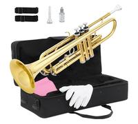 Beginner Levels B Flat Trumpet Perfect for Various Ages Featuring 3 Valves for Quick Learning and Enjoyment Gold Lacquer Trumpet