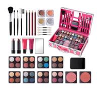 Beginner Makeup Set | Beauty Train Case With Beginner Cosmetic Set | Eyeshadow Highlighter Blush Brush Set With Makeup Box For -Women