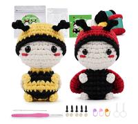 Beginner Momi Crochet Kit, Crochet Starter Kit for Beginners - 4 Coasters & Flower Basket DIY Craft Set with Video Tutorials, Hook & Yarn Supplies for Kids & Adults