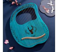 Beginner Music Enlightenment Lyre Harp Comfortable Grip, Lap Harp Mahogany with Spare Strings, Tuning Wrench Lyre Instrument(19-String Boxed - Blue)