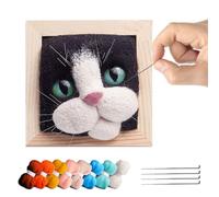 Beginner Needle Felting Kit - Cute Cat Head Craft with Photo Frame | All Tools Wood, Wool Felt with Easy Steps, Fun for Kids & Adults, Lovely Cat Decoration, Gift-Ready Set