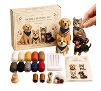 Beginner Needle Felting Kit with 4 Animal Patterns, Complete Set