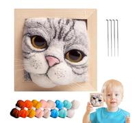 Beginner Needle Felting Kits | Cute Decorative Photo Frame Cat Head Felting Craft | Animal Cat Handc-raft Felting Kit with Step-by-Step Instructions, Lovely Cat Decor