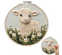 Beginner Needle Kit - Ring Frame Fiber Artwork Collection, Pastoral Embroidery Package, Yarn Based Textile Projects Assortment, Fat Decorative Layout