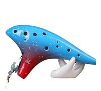 Beginner Ocarina 12 Hole Ceramic Ocarina Alto C Key Tone Flute Gradient Chinese Tao Professional Music Instrument(Blue)
