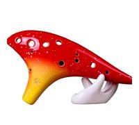 Beginner Ocarina 12 Hole Ceramic Ocarina Alto C Key Tone Flute Gradient Chinese Tao Professional Music Instrument(Red)