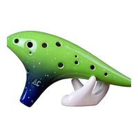 Beginner Ocarina 12 Hole Ceramic Ocarina Alto C Key Tone Flute Gradient Chinese Tao Professional Music Instrument(Green)
