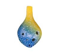 Beginner Ocarina 6 Hole Ceramic Alto Ocarina C Simple Starry Sky Style Instrument with Lanyard Sheet Music for Music Lovers(Color:5)