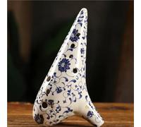 Beginner Ocarina Ceramic Ocarina 12 Hole Classic Celadon Flower Pattern Alto AC/G/SF/SG/SC Tones Chinese Handmade Tao Music Instrument(G Tone)