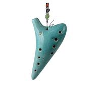 Beginner Ocarina Cyan 12-hole ocarina alto C ceramic production with teaching materials fashionable music instrument(Color:1)