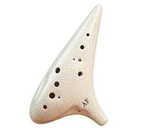 Beginner Ocarina Ocarina 12-hole Professional Crackle Smoked AF Flute Alto F Tune Playing Ocarina(White)