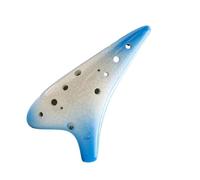 Beginner Ocarina Ocarina 12 Holes Alto C Tones Crackle Pattern Ceramic Two-Color Gradient Flute Fluta Professional Instruments Chinese Tao(Blue)