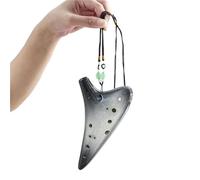 Beginner Ocarina Ocarina 12 Holes Alto C Tones Crackle Pattern Ceramic Two-Color Gradient Flute Fluta Professional Instruments Chinese Tao(Black)