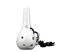 Beginner Ocarina Ocarina 6-hole Treble C Tune 6-hole SC Tune Crack Professional Clay Model(White)