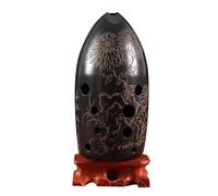 Beginner Ocarina Performance Test 10 Holes Double Chamber Beginner Black Pottery Xun Ancient Xun F-tuned Musical Instrument(Style 2)