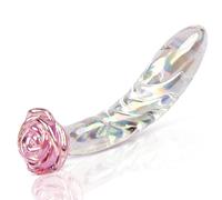 Beginner Safe Glass Rainbow Dragon Dildo 7.2in Rose Base for G & P Spot, Butt Plug Women Men Couples