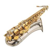 Beginner Sax Silver Plated Solid Key Of Bb Tenor Saxophone Professional Musical Instrument With Case Accessories(Bag B)