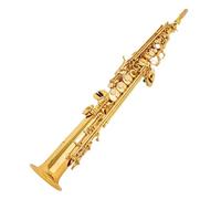 Beginner Sax Treble Saxophone B-Flat Straight Gold Lacquered Solid Musical Instrument Professional With Case Accessories(Gold)