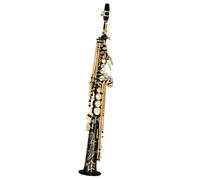 Beginner Sax Treble Saxophone B-Flat Straight Gold Lacquered Solid Musical Instrument Professional With Case Accessories(Black)