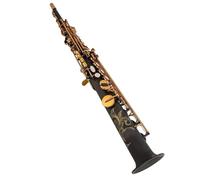 Beginner Sax Treble Saxophone Black Nickel Scrub Straight B Flat Sax Musical With Hard Boxs(Bag A)