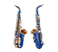 Beginner saxophone Alto Saxophone Eb Tune E-flat Musical Instruments Brass Red Blue Saxophone With Case Beginner Professional Instrument(A)
