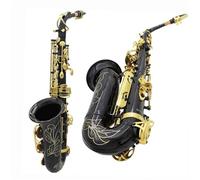 Beginner saxophone Black Golden Alto Saxophone E-flat Alto Saxophone Eb Saxophone Brass Material With Strap Cloth Bracket(A)