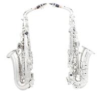 Beginner saxophone Eb Alto Saxophone Silver E Flat Brass Body Carved Sax With Case Strap Gloves Reeds Accessories Set(B)