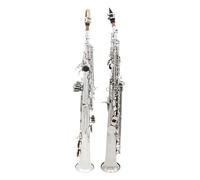 Beginner saxophone Music Lover Soprano Saxophone Bb Brass Straight Pipe Professional Musical Instrument With Box Reed Parts And Accessories(Silver)