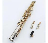 Beginner saxophone Professional Soprano Saxophone Silver Plated Body Gold Lacquer Key Brass Saxophone Straight Pipe B(b) Instrument