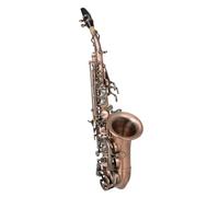 Beginner saxophone Red Antique Bb Soprano Saxophone Small Bend Pipe Sax Red Copper Tube Body Carved Professional Beginners Saxfone(B)