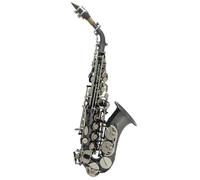 Beginner saxophone Soprano Saxophone Brass Golden Carve Pattern Sax Reeds Neck Wind Instrument Accessories(Black)