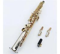 Beginner saxophone Soprano Saxophone Silver Plated Body Gold Lacquer Key Brass Saxophone Straight Pipe B(b) Instrument With Case