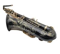 Beginner saxophone Tenor Saxophone Bb Tune Black Nickel Plated Gold Button Professional Woodwind Instruments With Case Accessories(B)