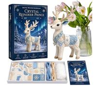 Beginner Sewing Kit, Pre Cut Reindeer Craft Set, Easy DIY Project Pack, Felt Fabric Craft Kit Set, Hand Learning Activity, Kids Teens Adults Home Office Party Use 5.9in