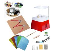 Beginner Stained Glass Starter Kits, Mosaic Tile Art DIY Desktop Grinding Tool with Multiple Bits & Splash Baffle, 65W Portable Glass Grinder Kit, for Shaping Ceramic Glass(Red)