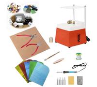 Beginner Stained Glass Starter Kits, Mosaic Tile Art DIY Desktop Grinding Tool with Multiple Bits & Splash Baffle, 65W Portable Glass Grinder Kit, for Shaping Ceramic Glass(Orange)