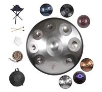 Beginner Steel Handpan 22 Inch 9/10/12 Notes Steel Drums Sets with Bag 432/440Hz Percussion Instrument With Drum Tripod for Beginners, Meditation, Yoga & Sound Healing(Silver,432HZ/9Note)