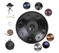 Beginner Steel Handpan 22 Inch 9/10/12 Notes Steel Drums Sets with Bag 432/440Hz Percussion Instrument With Drum Tripod for Beginners, Meditation, Yoga & Sound Healing(Black,440HZ/10Note)