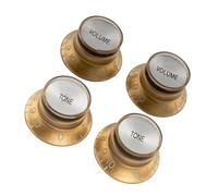 Beginner Top Cover Tone And Volume Control Knobs For Electric Guitars 2T2V Accessories Guitar Knobs For Adult Beginners(Gold w Silver)