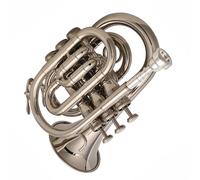 Beginner Trumpet B Flat Pocket Trumpet Musical Instrument Adult Beginner Professional Brass Trumpet Tone(Silver)